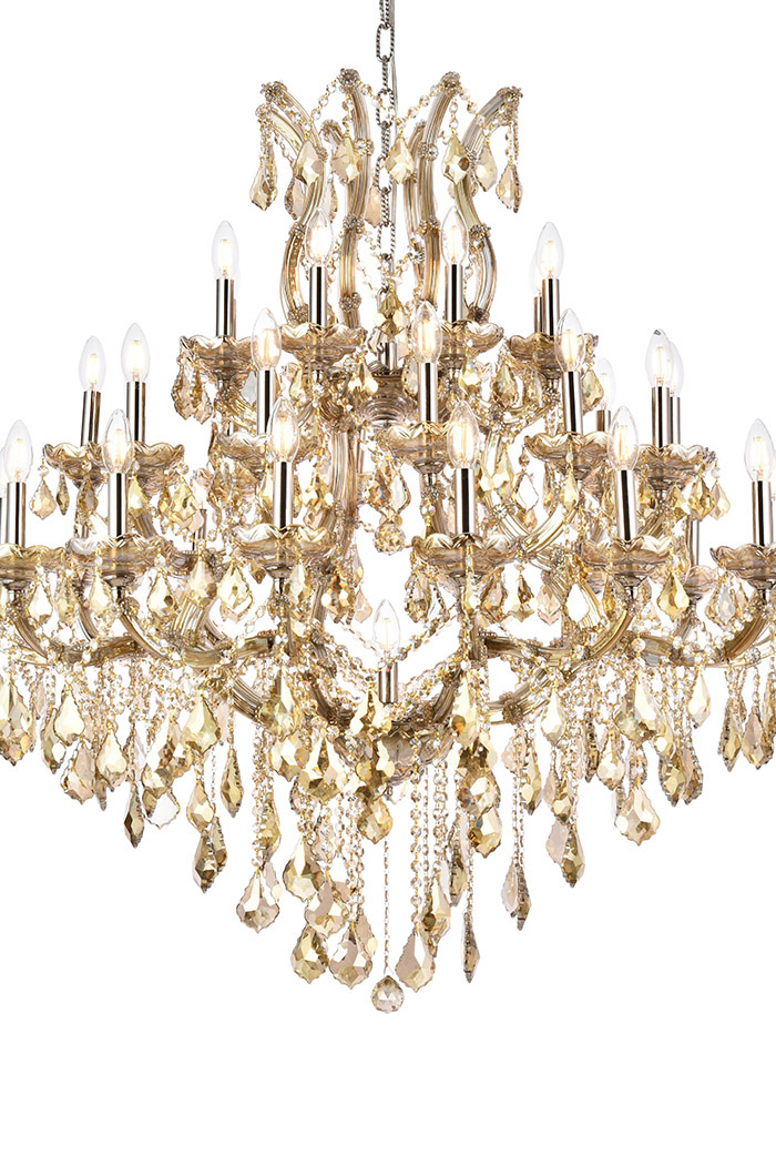Elegant Maria Theresa 41 Light Chandelier - Golden Teak, L 44" (2800G44GT-GT-RC)