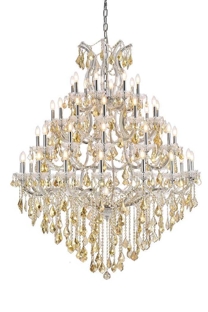 Elegant Maria Theresa 41 Light Chandelier - Chrome/Golden Teak, L 46" (2800G46C-GT-RC)