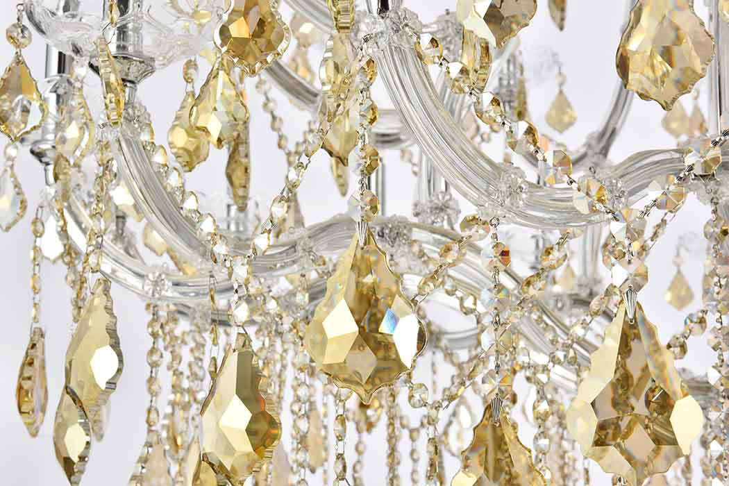 Elegant Maria Theresa 41 Light Chandelier - Chrome/Golden Teak, L 46" (2800G46C-GT-RC)