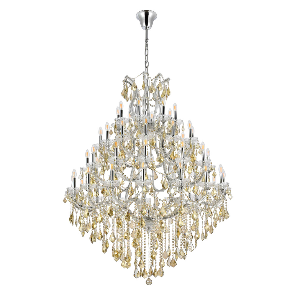 Elegant Maria Theresa 41 Light Chandelier - Chrome/Golden Teak, L 46" (2800G46C-GT-RC)