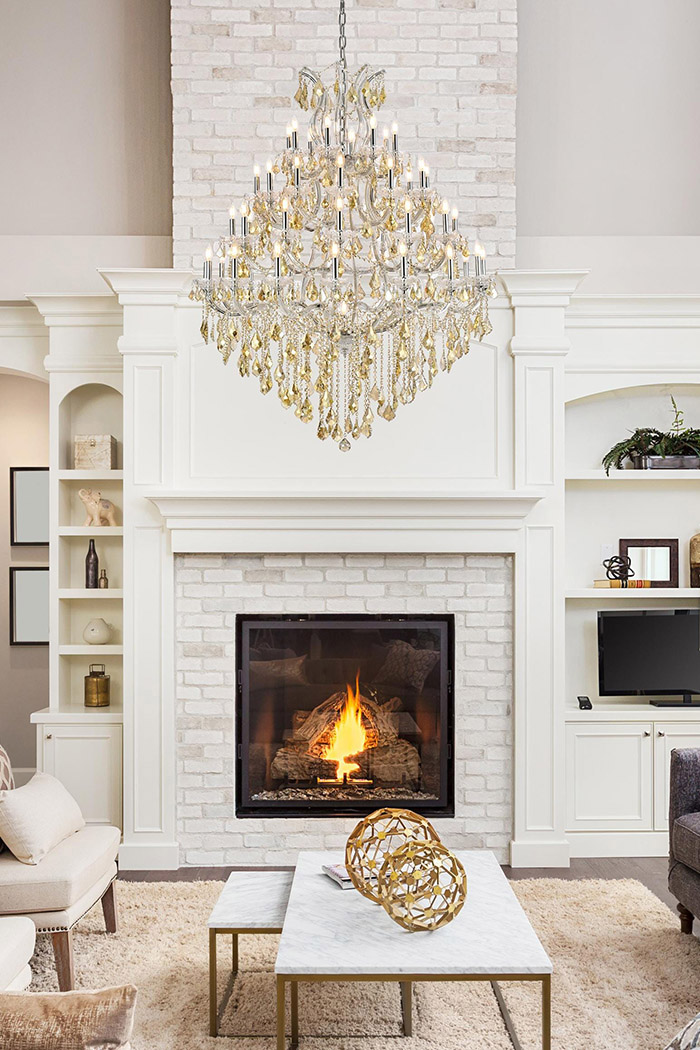 Elegant Maria Theresa 41 Light Chandelier - Chrome/Golden Teak, L 46" (2800G46C-GT-RC)