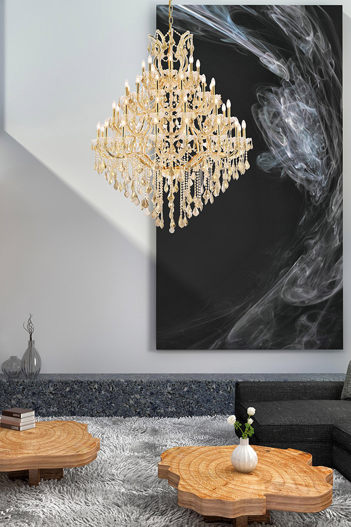 Elegant Maria Theresa 41 Light Chandelier - Gold/Golden Teak, L 46" (2800G46G-GT-RC)