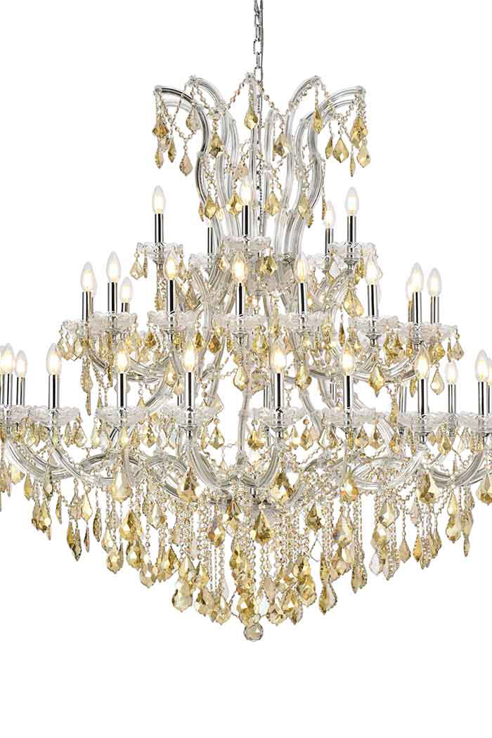 Elegant Maria Theresa 41 Light Chandelier - Chrome/Golden Teak, L 52" (2800G52C-GT-RC)