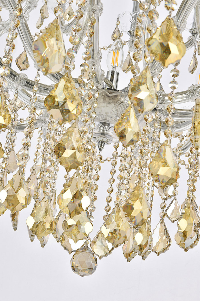 Elegant Maria Theresa 41 Light Chandelier - Chrome/Golden Teak, L 52" (2800G52C-GT-RC)