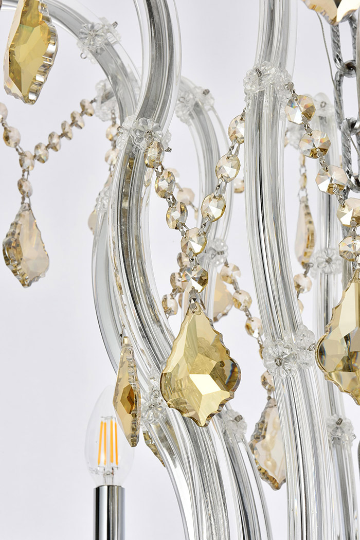 Elegant Maria Theresa 41 Light Chandelier - Chrome/Golden Teak, L 52" (2800G52C-GT-RC)