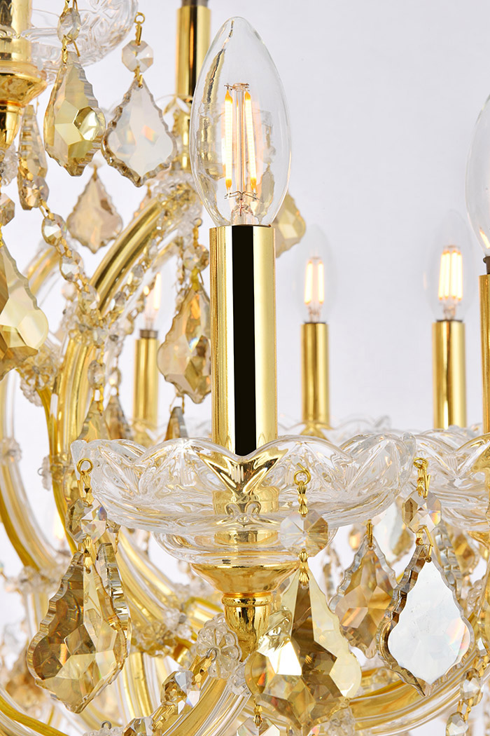 Elegant Maria Theresa 41 Light Chandelier - Gold/Golden Teak, L 52" (2800G52G-GT-RC)