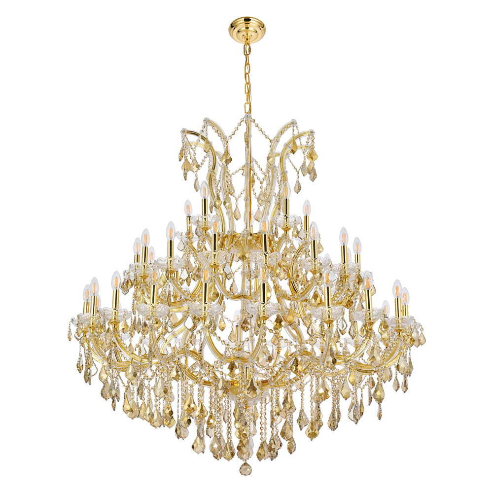 Elegant Maria Theresa 41 Light Chandelier - Gold/Golden Teak, L 52" (2800G52G-GT-RC)