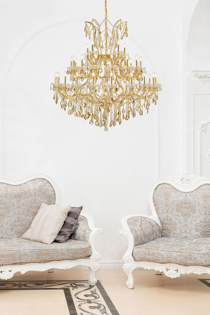 Elegant Maria Theresa 41 Light Chandelier - Gold/Golden Teak, L 52" (2800G52G-GT-RC)