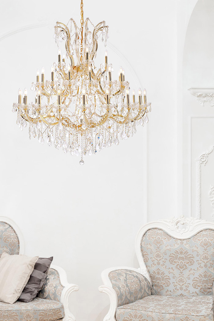 Elegant Maria Theresa 41 Light Chandelier - Gold, L 52" (2800G52G-RC)