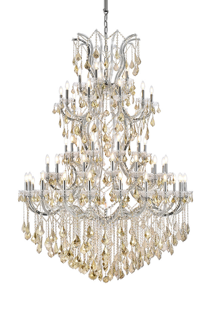 Elegant Maria Theresa 41 Light Chandelier - Chrome/Golden Teak, L 54" (2800G54C-GT-RC)