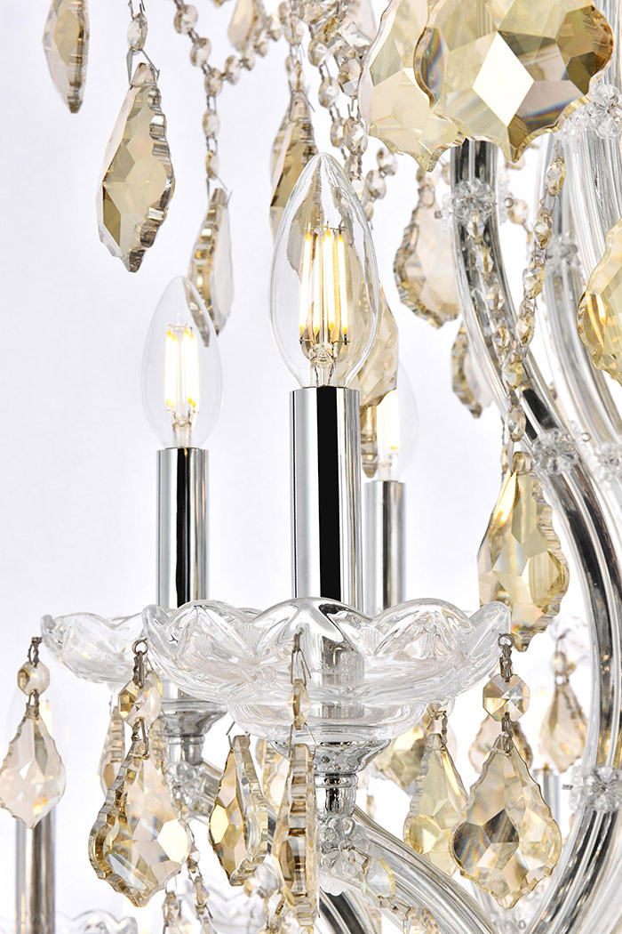 Elegant Maria Theresa 41 Light Chandelier - Chrome/Golden Teak, L 54" (2800G54C-GT-RC)