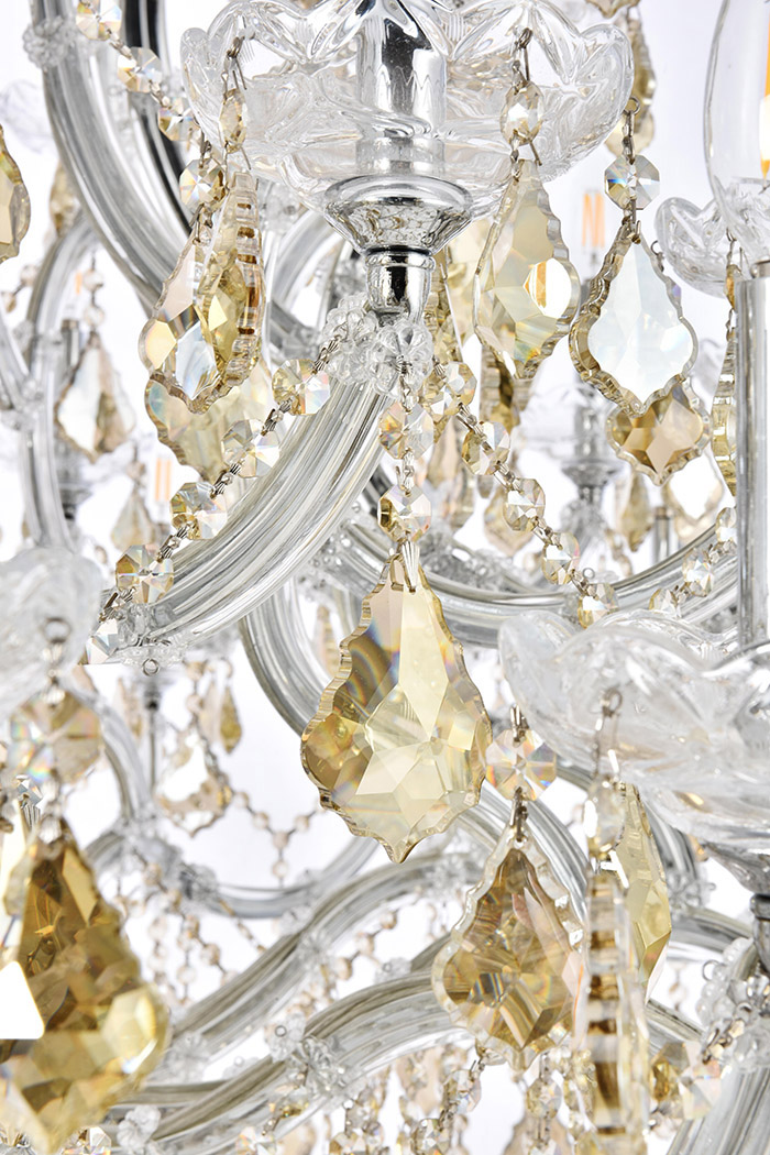 Elegant Maria Theresa 41 Light Chandelier - Chrome/Golden Teak, L 54" (2800G54C-GT-RC)