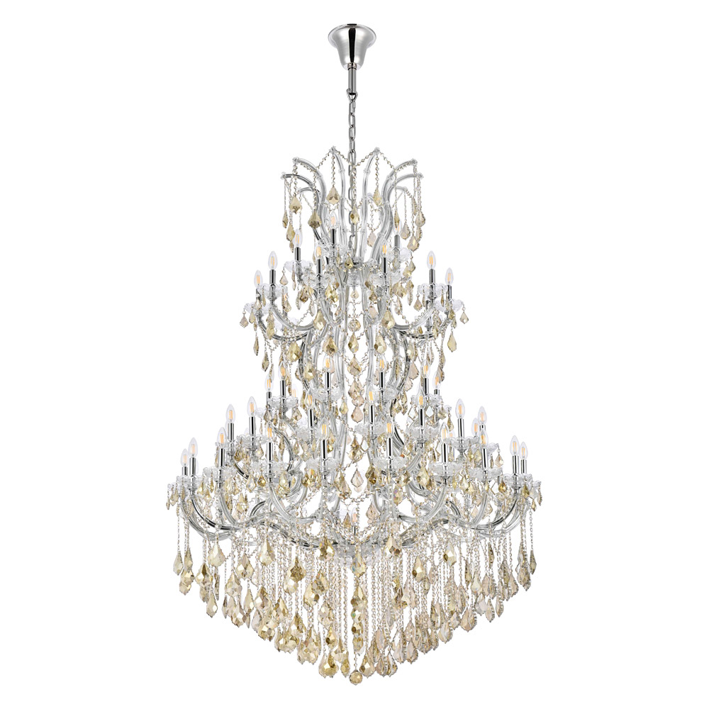 Elegant Maria Theresa 41 Light Chandelier - Chrome/Golden Teak, L 54" (2800G54C-GT-RC)