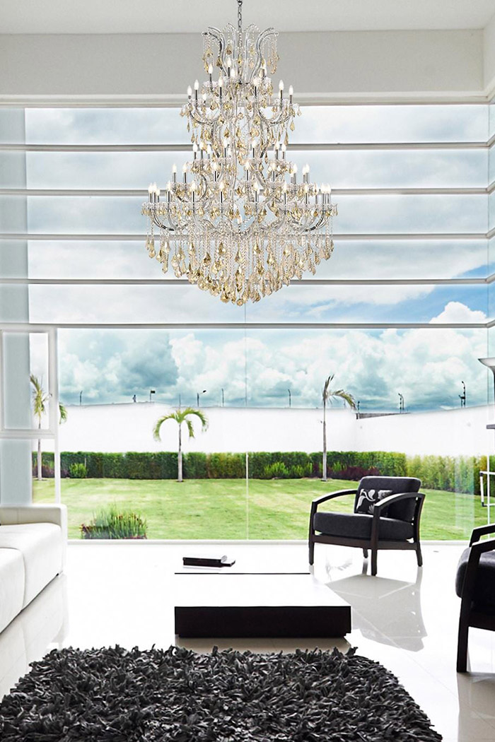Elegant Maria Theresa 41 Light Chandelier - Chrome/Golden Teak, L 54" (2800G54C-GT-RC)