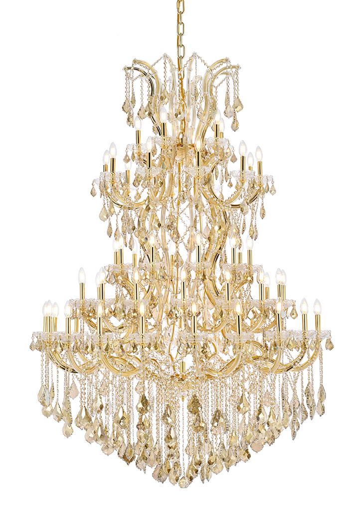 Elegant Maria Theresa 41 Light Chandelier - Gold/Golden Teak, L 54" (2800G54G-GT-RC)
