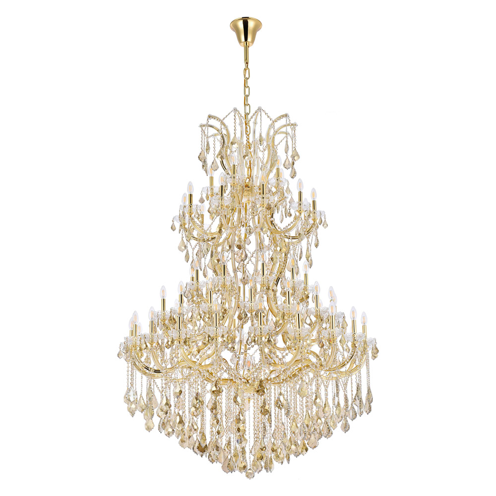 Elegant Maria Theresa 41 Light Chandelier - Gold/Golden Teak, L 54" (2800G54G-GT-RC)