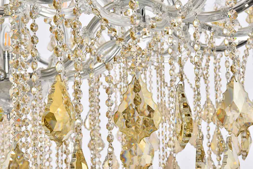 Elegant Maria Theresa 41 Light Chandelier - Chrome/Golden Teak, L 60" (2800G60C-GT-RC)