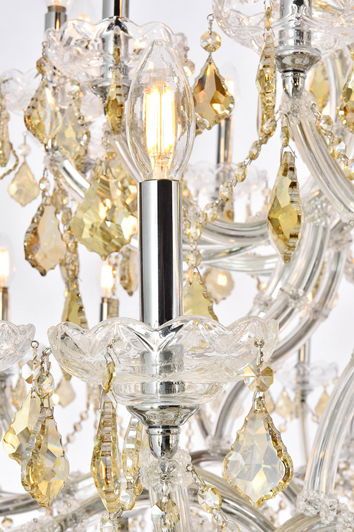 Elegant Maria Theresa 41 Light Chandelier - Chrome/Golden Teak, L 60" (2800G60C-GT-RC)