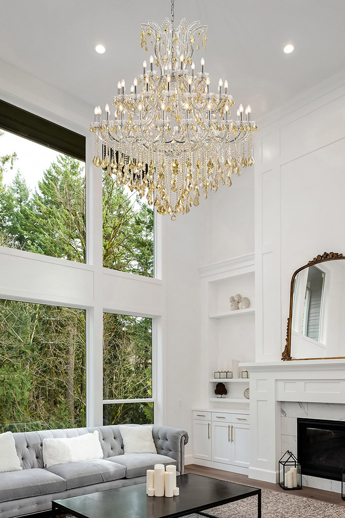Elegant Maria Theresa 41 Light Chandelier - Chrome/Golden Teak, L 60" (2800G60C-GT-RC)