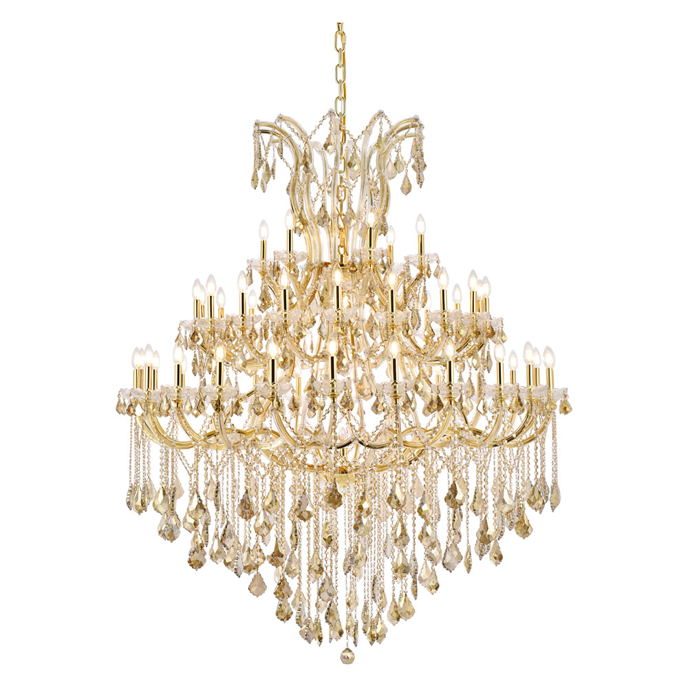 Elegant Maria Theresa 41 Light Chandelier - Gold/Golden Teak, L 60" (2800G60G-GT-RC)