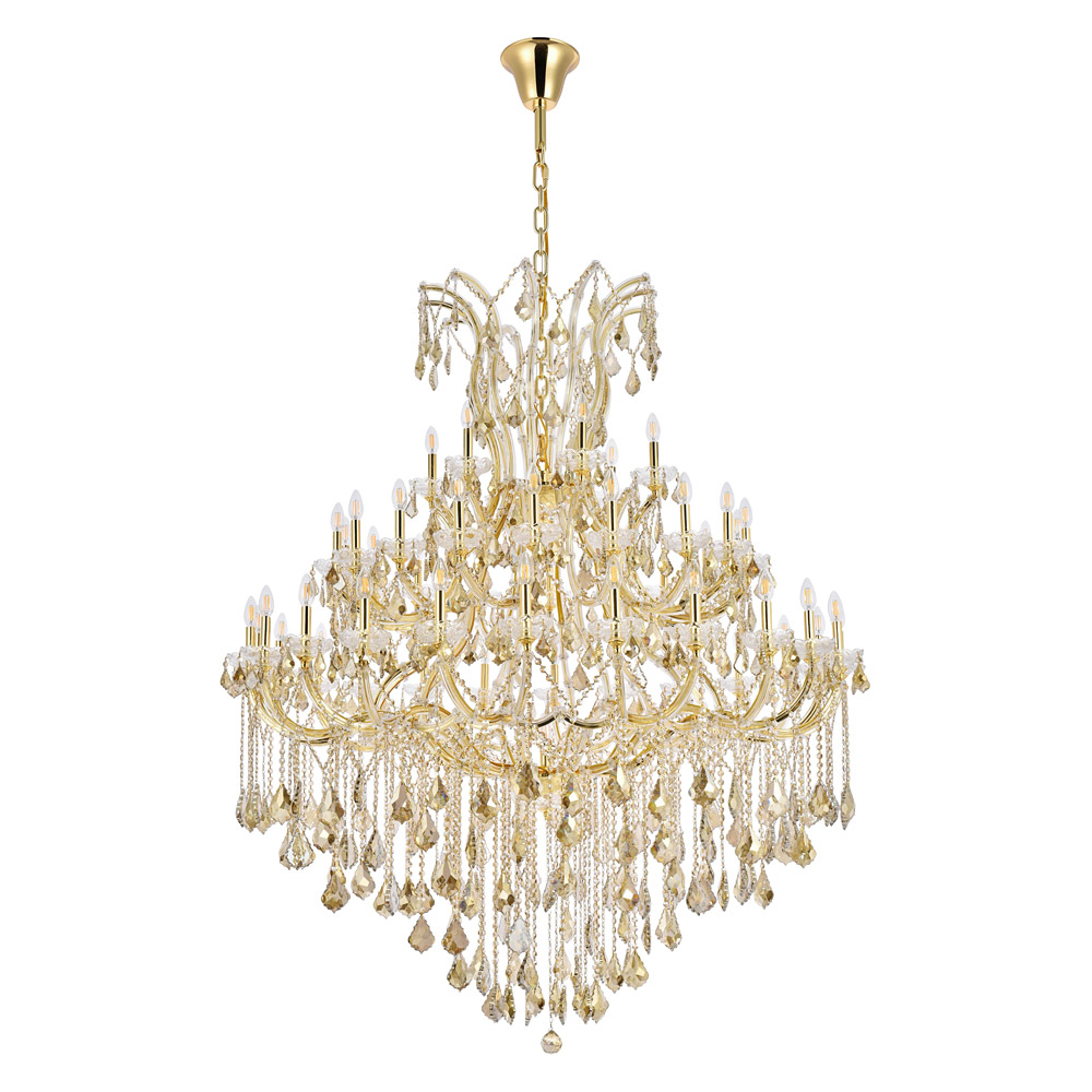 Elegant Maria Theresa 41 Light Chandelier - Gold/Golden Teak, L 60" (2800G60G-GT-RC)