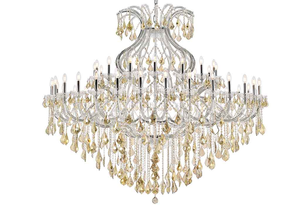 Elegant Maria Theresa 41 Light Chandelier - Chrome/Golden Teak, L 72" (2800G72C-GT-RC)