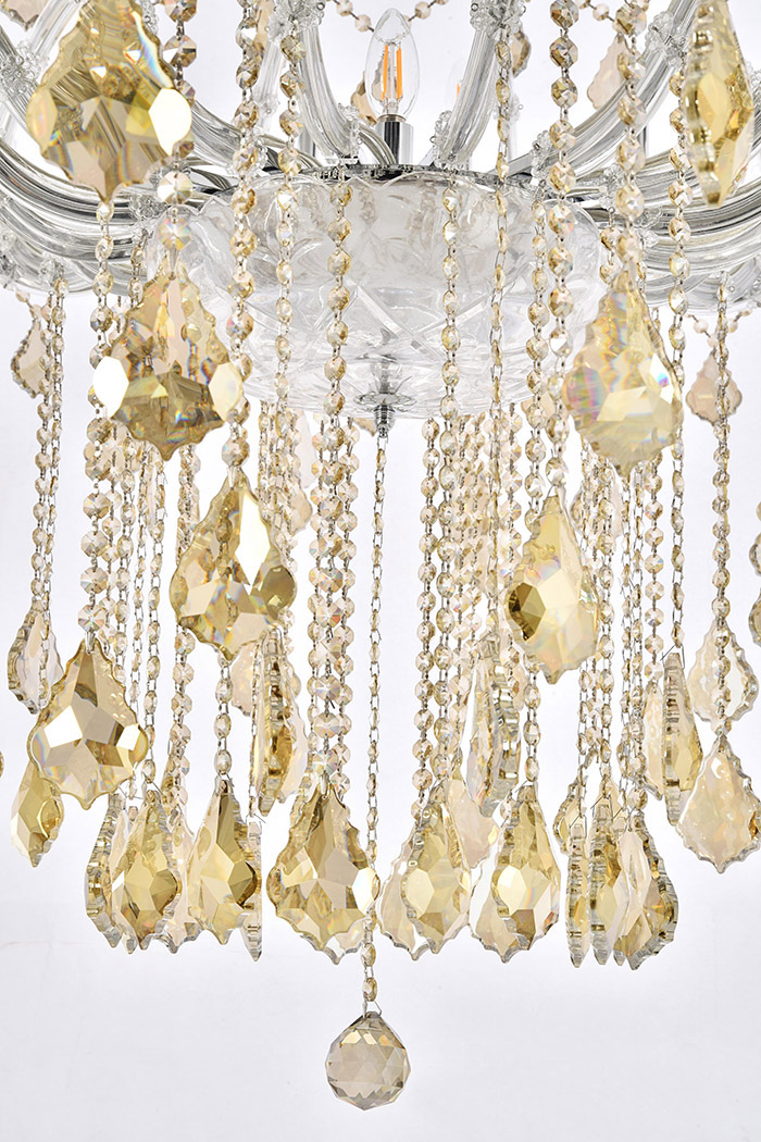Elegant Maria Theresa 41 Light Chandelier - Chrome/Golden Teak, L 72" (2800G72C-GT-RC)