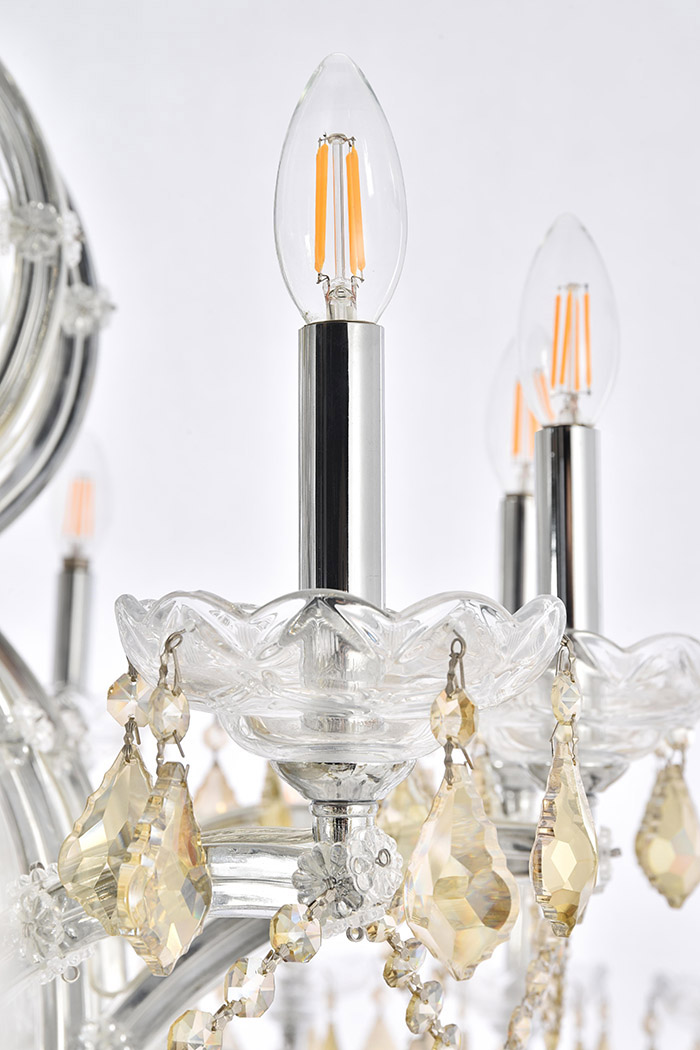 Elegant Maria Theresa 41 Light Chandelier - Chrome/Golden Teak, L 72" (2800G72C-GT-RC)