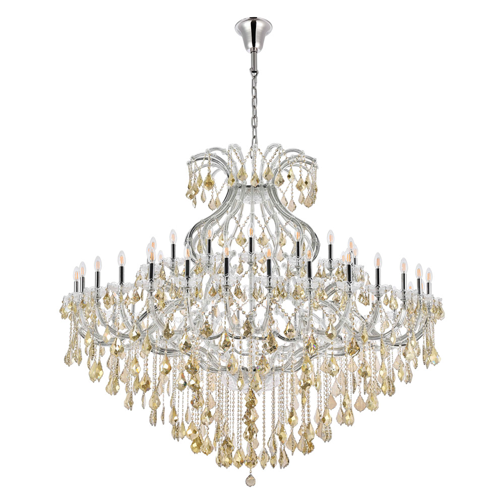 Elegant Maria Theresa 41 Light Chandelier - Chrome/Golden Teak, L 72" (2800G72C-GT-RC)