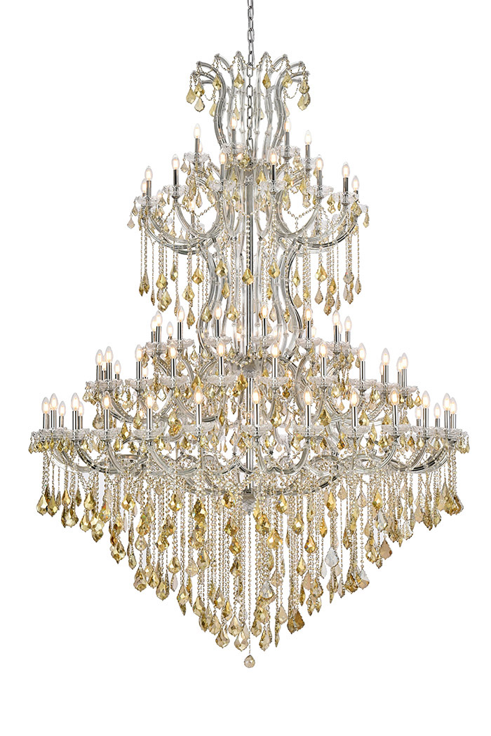 Elegant Maria Theresa 41 Light Chandelier - Chrome/Golden Teak, L 72" (2800G96C-GT-RC)
