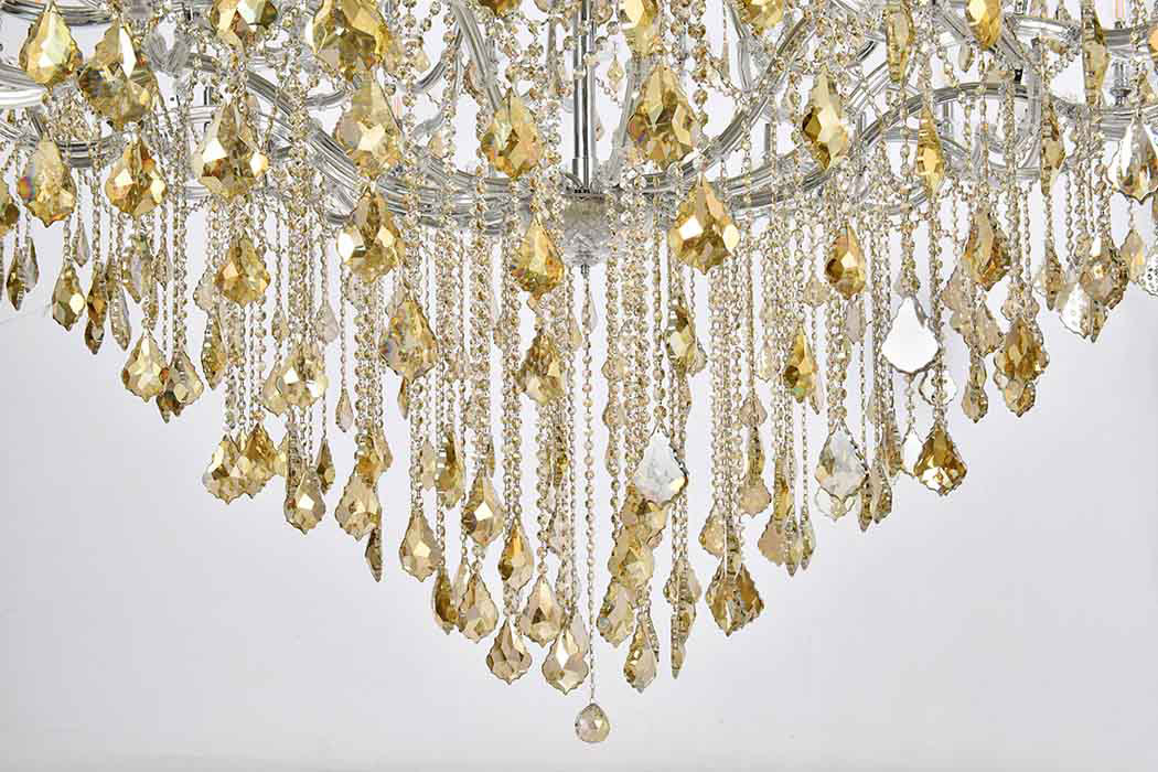 Elegant Maria Theresa 41 Light Chandelier - Chrome/Golden Teak, L 72" (2800G96C-GT-RC)