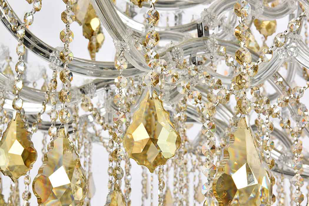 Elegant Maria Theresa 41 Light Chandelier - Chrome/Golden Teak, L 72" (2800G96C-GT-RC)