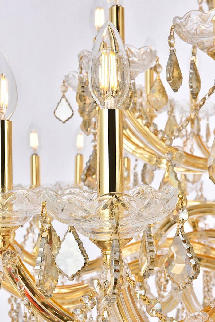 Elegant Maria Theresa 41 Light Chandelier - Gold/Golden Teak, L 72" (2800G96G-GT-RC)