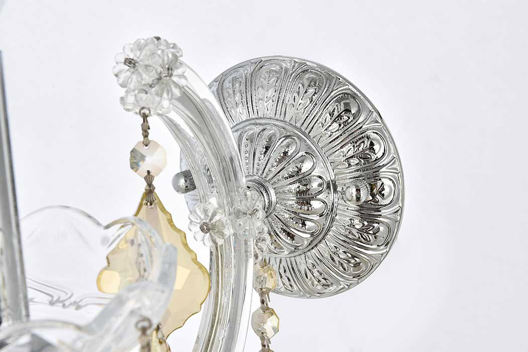 Elegant Maria Theresa 2 Light Wall Sconce - Chrome/Golden Teak, L 12" (2800W1C-GT-RC)
