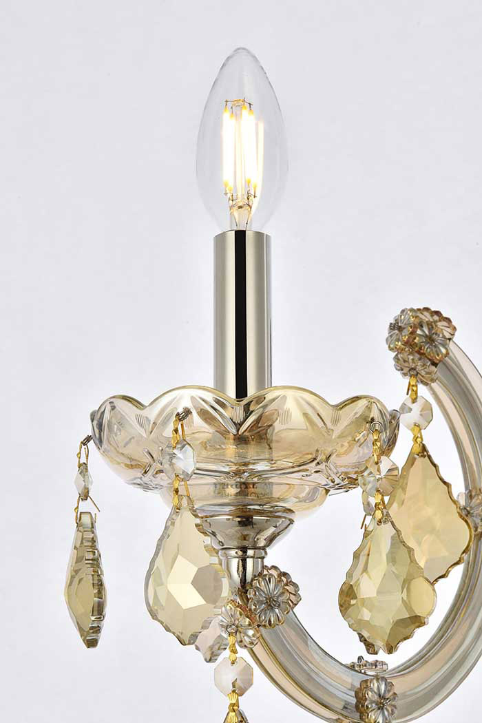 Elegant Maria Theresa 2 Light Wall Sconce - Golden Teak, L 12" (2800W1GT-GT-RC)