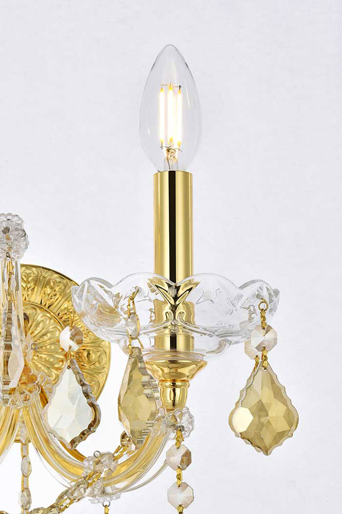 Elegant Maria Theresa 2 Light Wall Sconce - Gold/Golden Teak, L 16" (2800W2G-GT-RC)