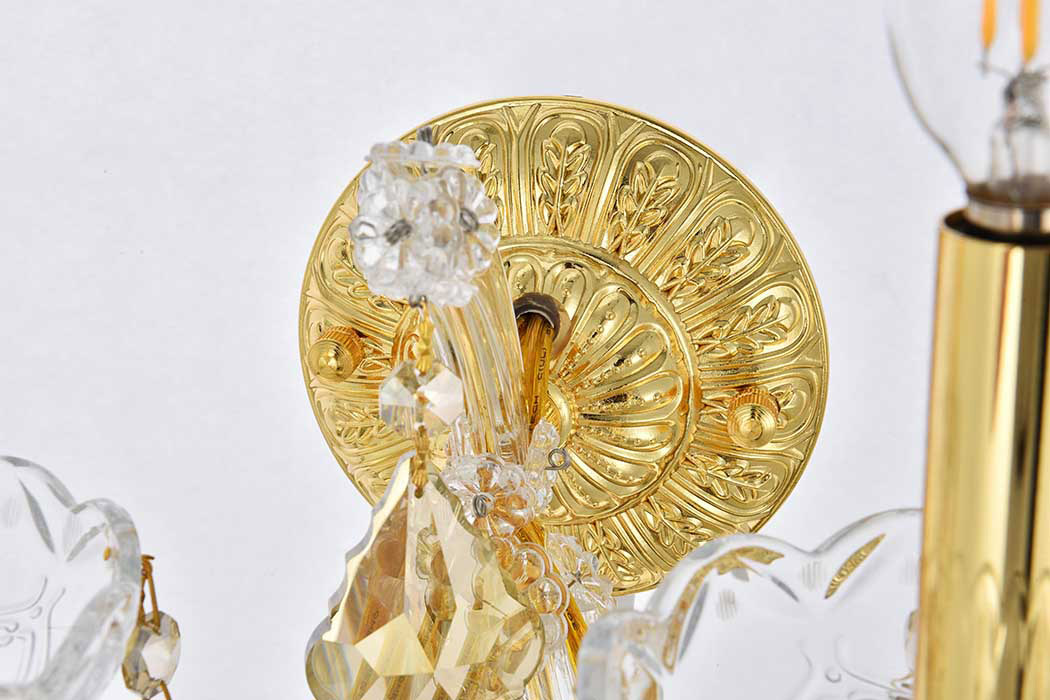 Elegant Maria Theresa 2 Light Wall Sconce - Gold/Golden Teak, L 16" (2800W2G-GT-RC)