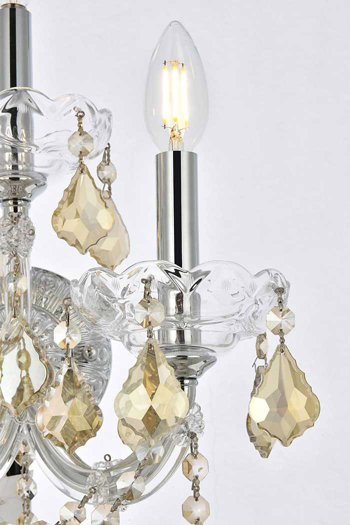 Elegant Maria Theresa 2 Light Wall Sconce - Chrome/Golden Teak, L 19" (2800W3C-GT-RC)