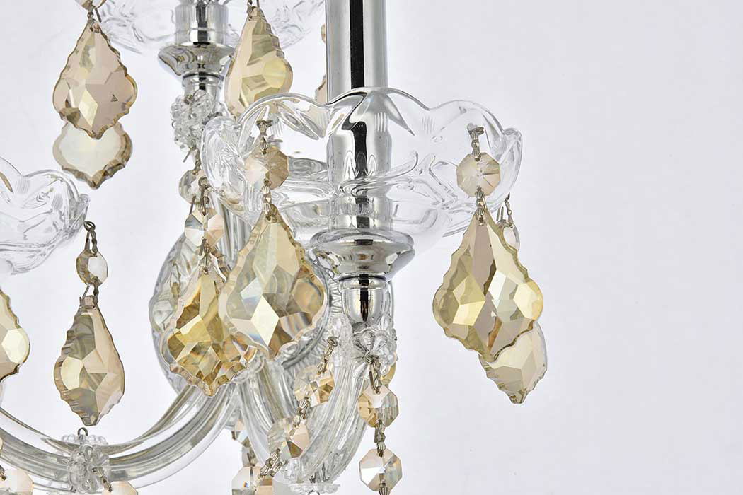 Elegant Maria Theresa 2 Light Wall Sconce - Chrome/Golden Teak, L 19" (2800W3C-GT-RC)