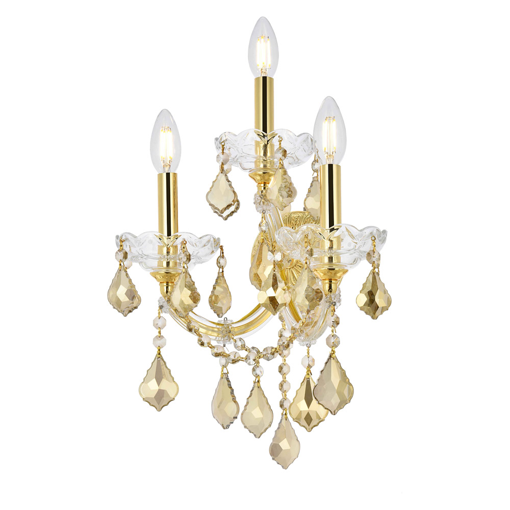 Elegant Maria Theresa 2 Light Wall Sconce - Gold/Golden Teak, L 19" (2800W3G-GT-RC)