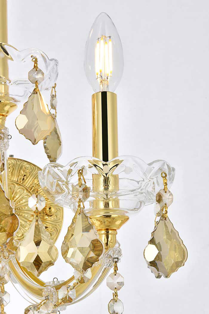 Elegant Maria Theresa 2 Light Wall Sconce - Gold/Golden Teak, L 19" (2800W3G-GT-RC)
