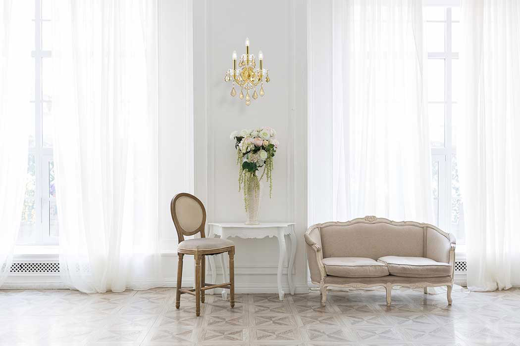 Elegant Maria Theresa 2 Light Wall Sconce - Gold/Golden Teak, L 19" (2800W3G-GT-RC)