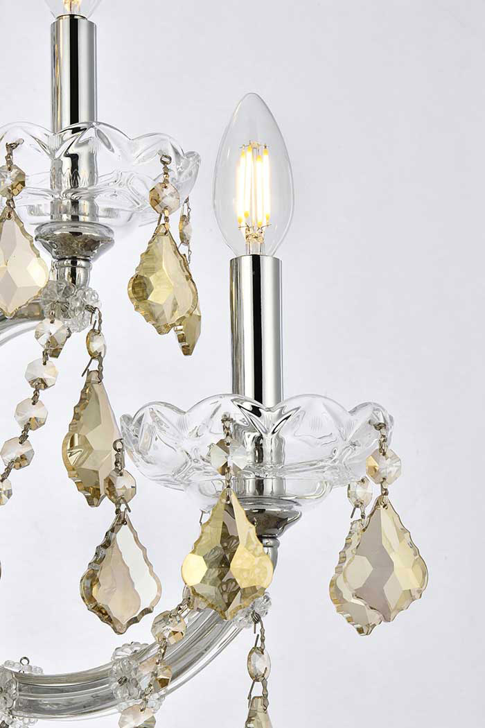 Elegant Maria Theresa 2 Light Wall Sconce - Chrome/Golden Teak, L 27" (2800W7C-GT-RC)
