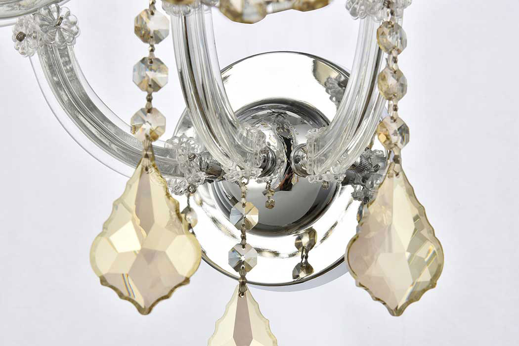 Elegant Maria Theresa 2 Light Wall Sconce - Chrome/Golden Teak, L 27" (2800W7C-GT-RC)