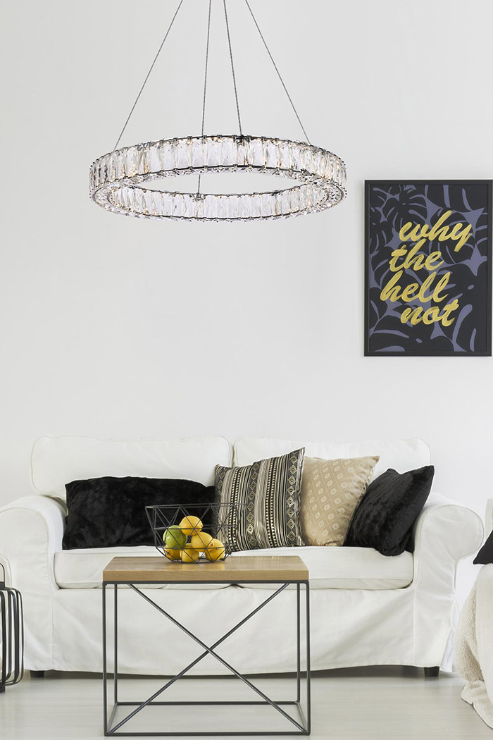 Elegant Monroe Led Chandelier - Black, L 26" (3503D26BK)