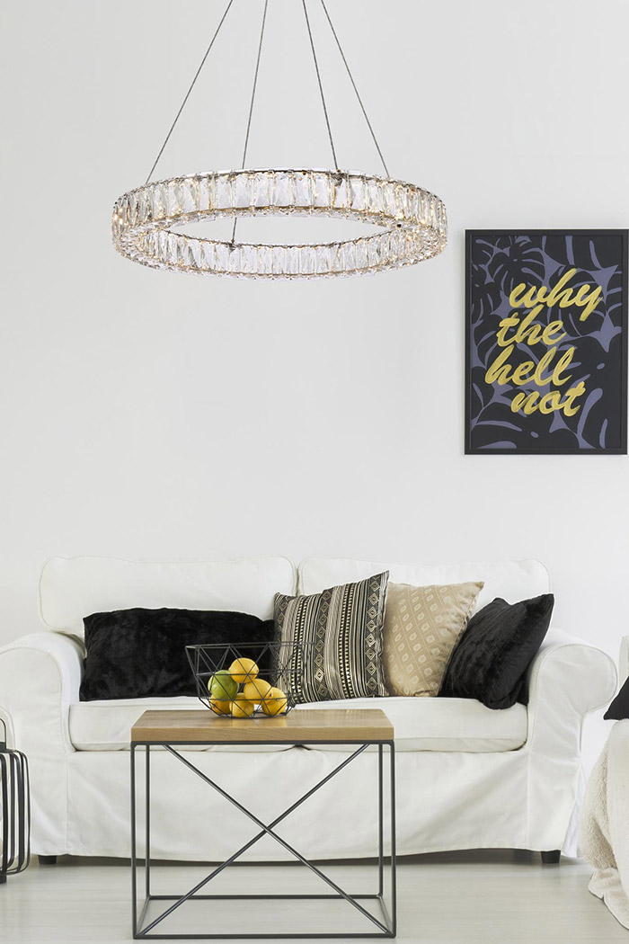 Elegant Monroe Led Chandelier - Gold, L 26" (3503D26G)