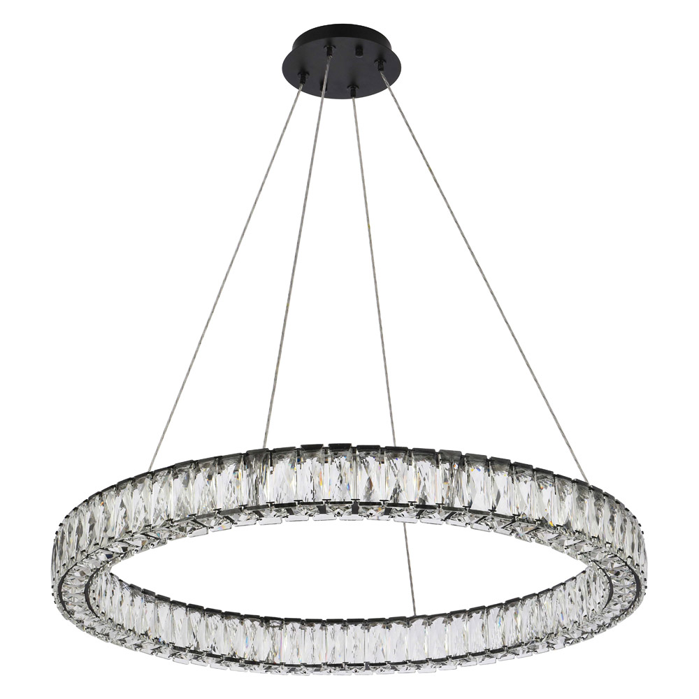 Elegant Monroe Led Chandelier - Black, L 31" (3503D31BK)