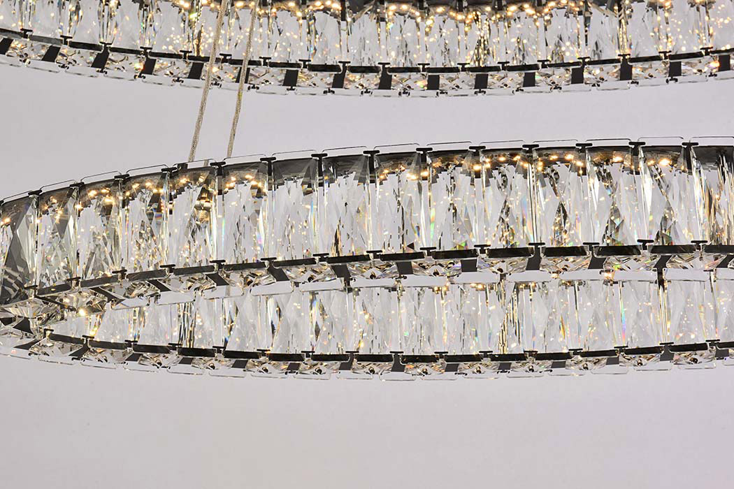 Elegant Monroe Led Chandelier - Black, L 40" (3503D40BK)