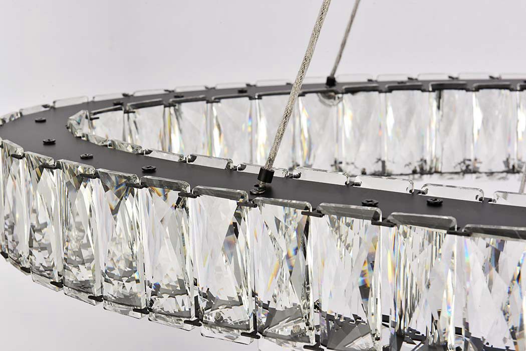 Elegant Monroe Led Chandelier - Black, L 40" (3503D40BK)