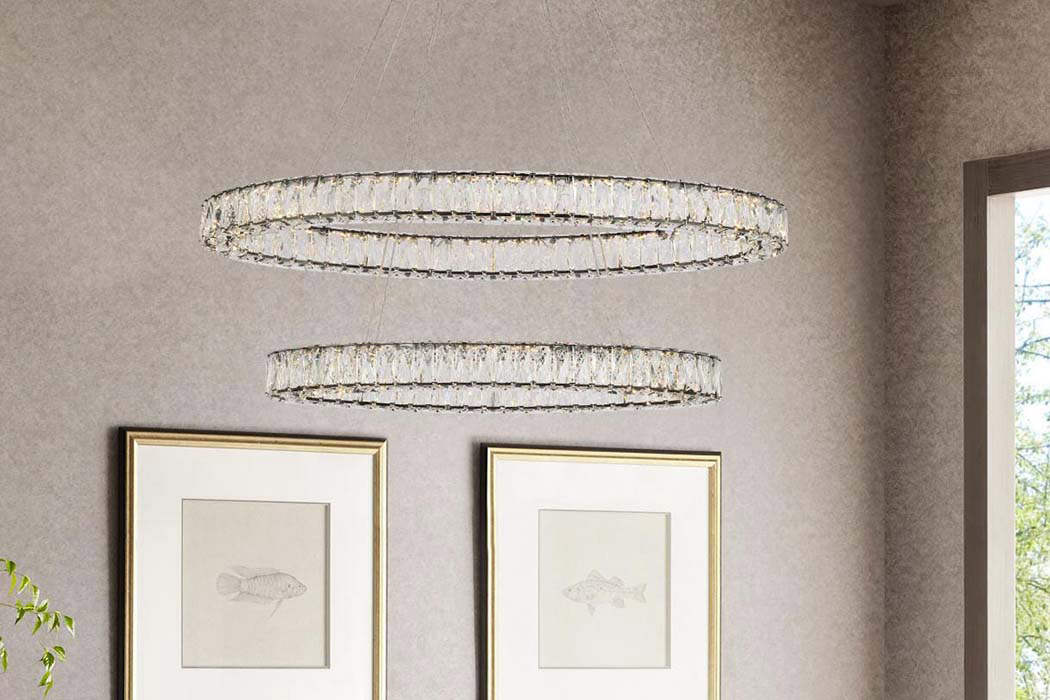 Elegant Monroe Led Chandelier - Black, L 40" (3503D40BK)